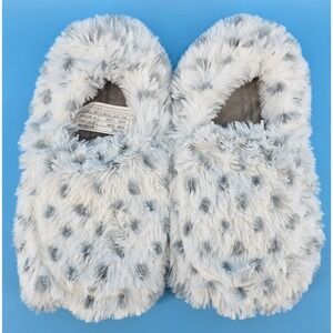 Warmies Slippers Microwavable Scented Plush Faux Fur White Gray Cozy Sz 6-10 NEW